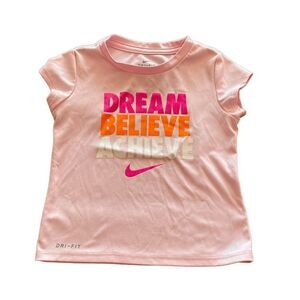 Nike Dri Fit Pink Shirt Dream Believe Achieve Toddler Size 3T